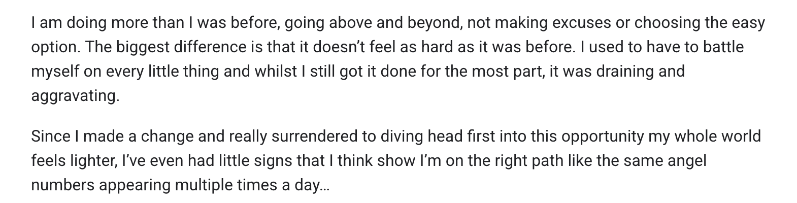 Client testimonial