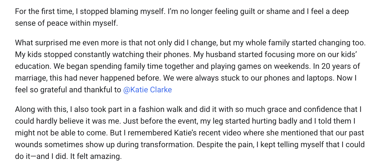 Client testimonial