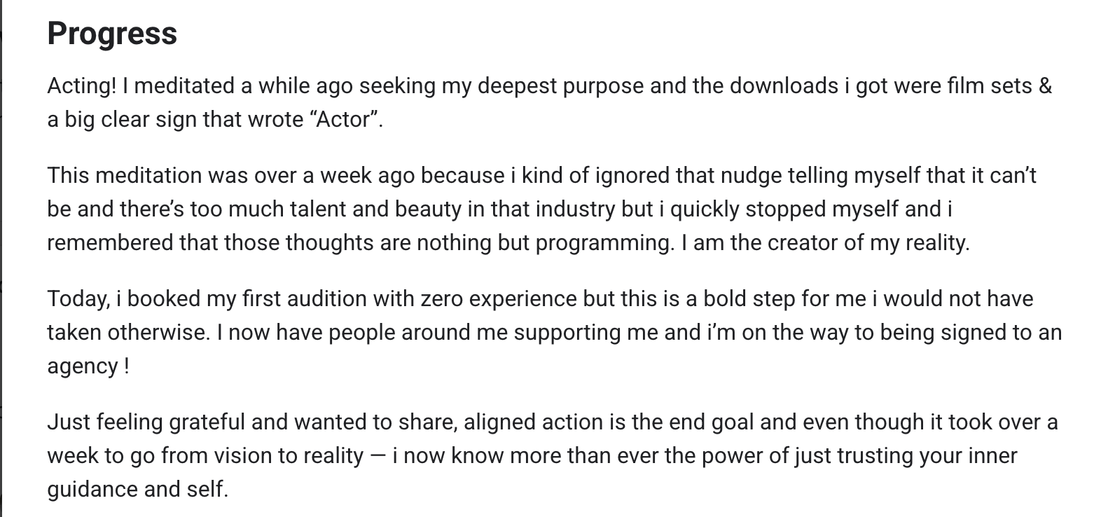 Client testimonial